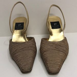 Di Sandro Made in Italy Gold Lame Fabric High Heel